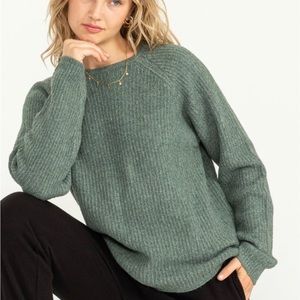 Cozy long sleeve green gray sweater.   Available now